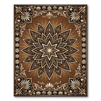 Ornate Bronze Starburst Floral Medallion Rug