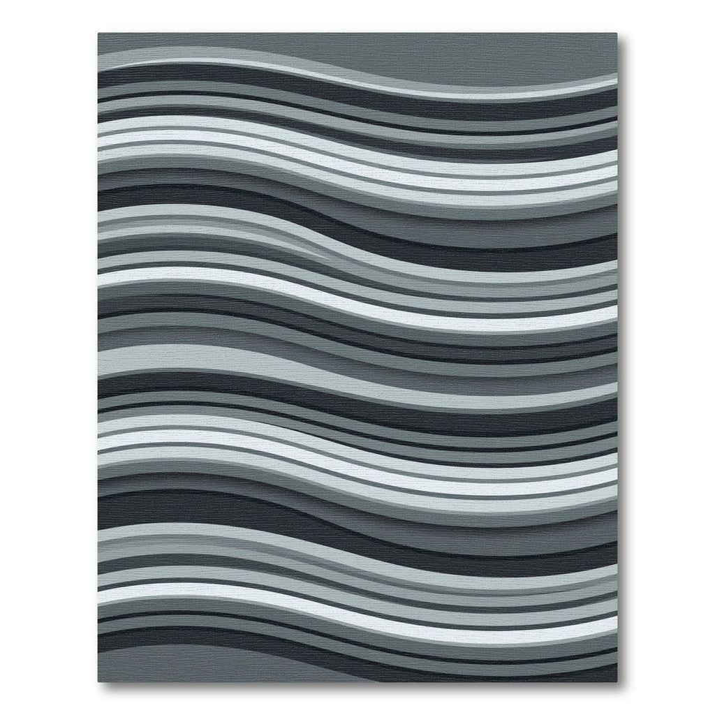 Minimalist Charcoal and Silver Wave Rug