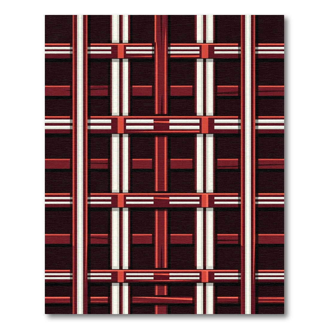 Deep Burgundy Stripe Gridded Rug