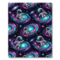 Vibrant Neon Astronaut Galactic Nebula Rug