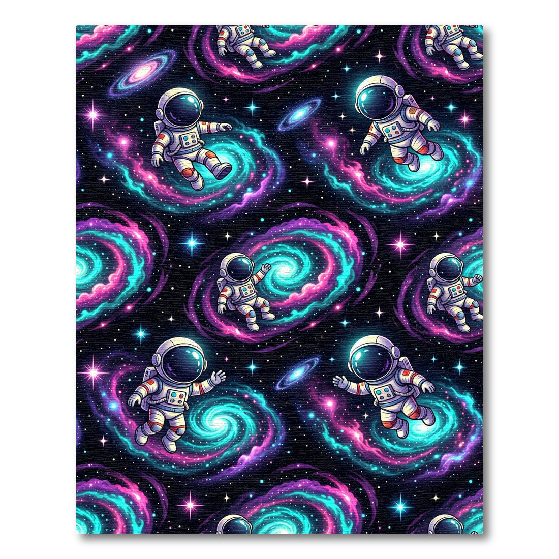 Vibrant Neon Astronaut Galactic Nebula Rug