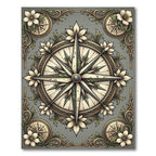 Elegant Floral Compass Gray Botanical Rug