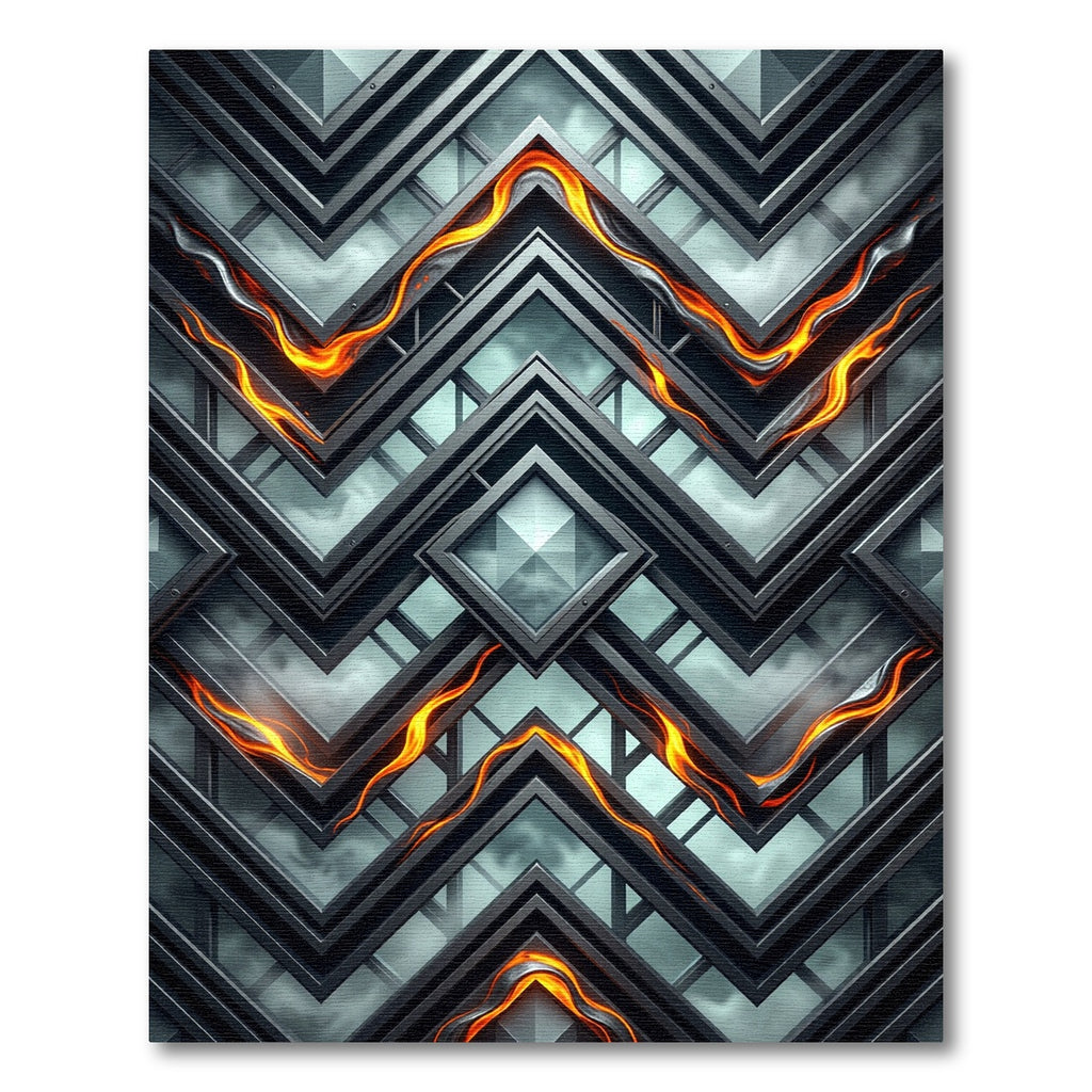 Metallic Chevron Lava Industrial Geometric Rug