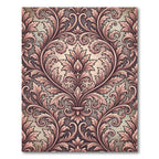 Elegant Blush Damask Scroll Foliage Rug
