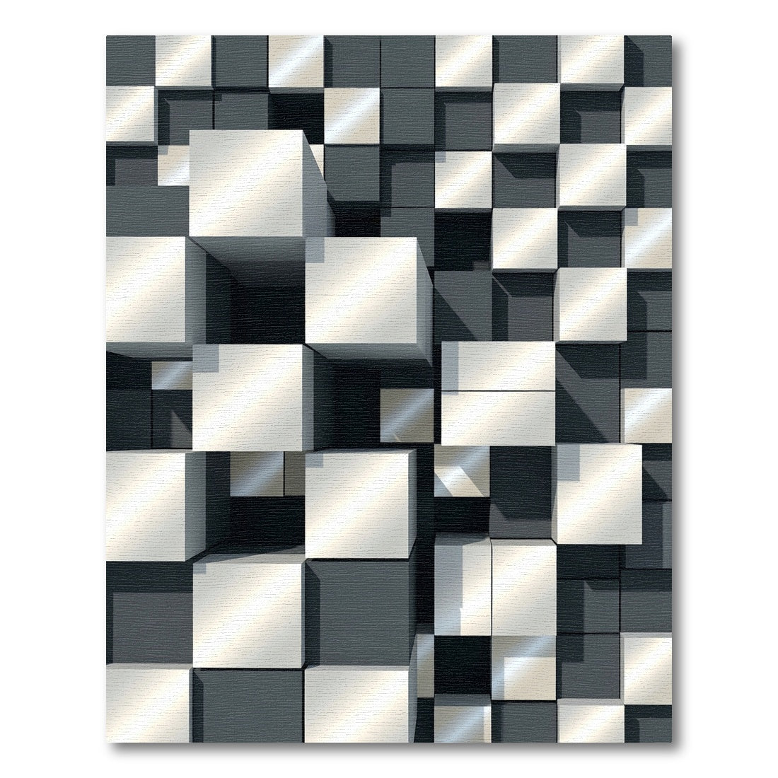 Modern Silver Gray Cube Illusion Rug