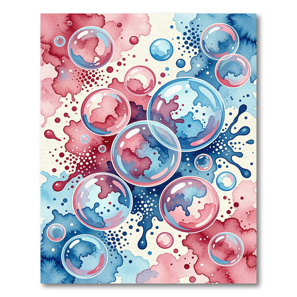 Abstract Blue and Pink Iridescent Bubbles Rug