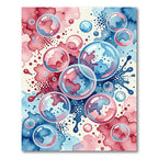 Abstract Blue and Pink Iridescent Bubbles Rug