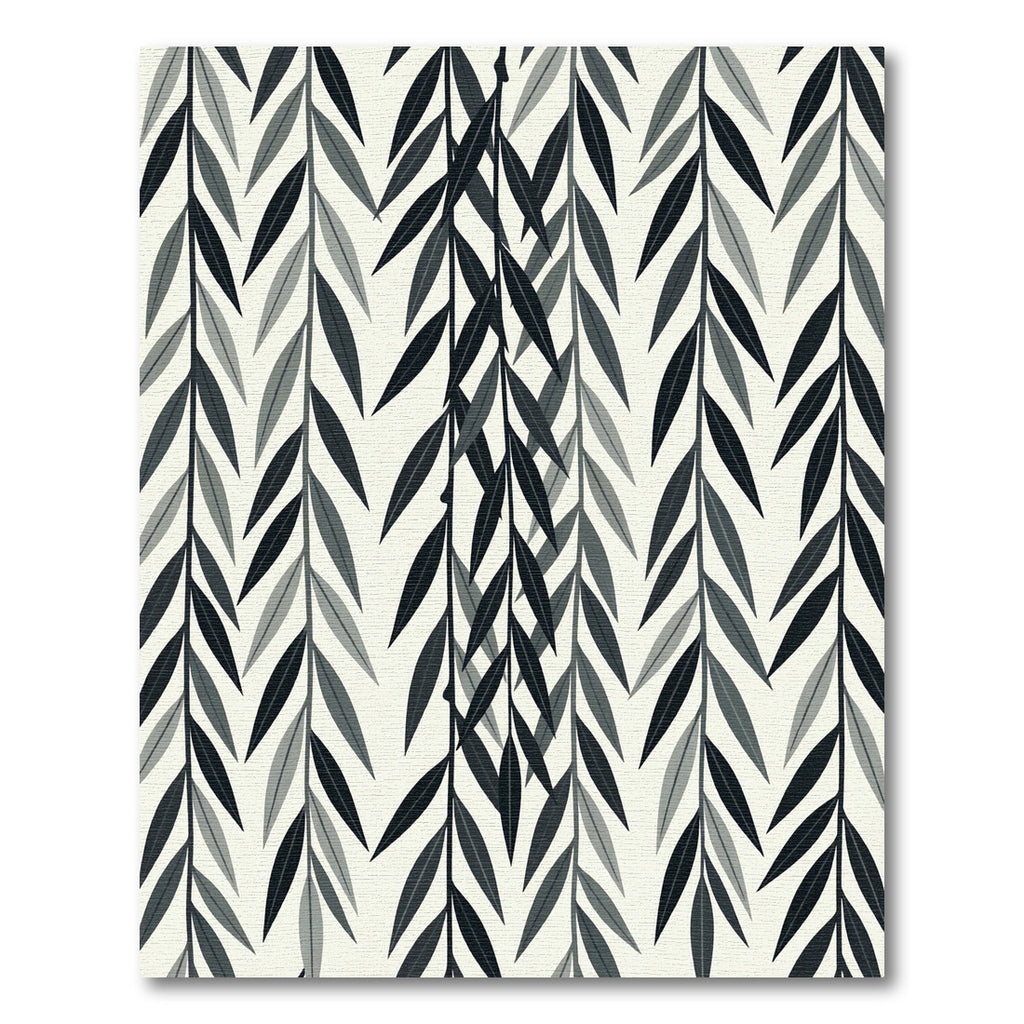 Minimalist Gray Willow Leaf Cascading Rug