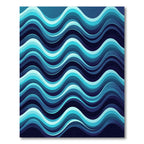 Deep Ocean Blue Wavy Stripes Rug