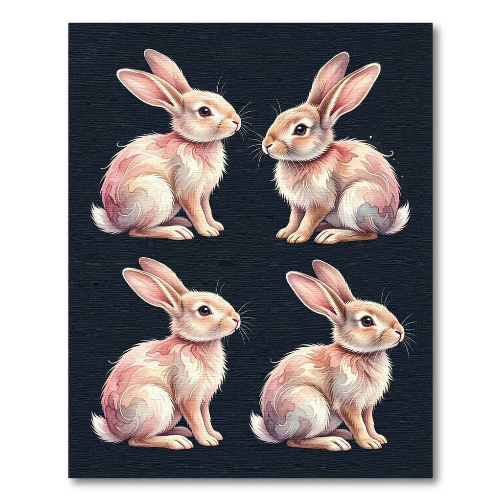 Watercolor Bunnies Soft Pastel Illustration Rug
