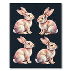 Watercolor Bunnies Soft Pastel Illustration Rug