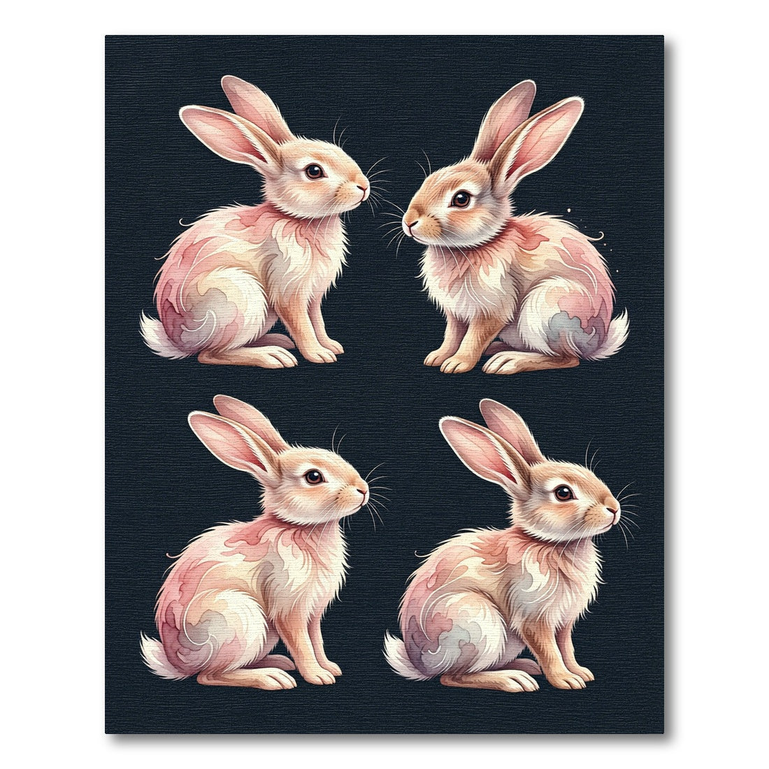 Watercolor Bunnies Soft Pastel Illustration Rug