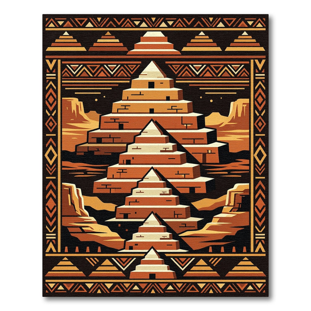 Earthy Terracotta Layered Ziggurat Geometric Rug