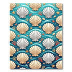 Coastal Seashell Summer Wave Ocean Blue Rug
