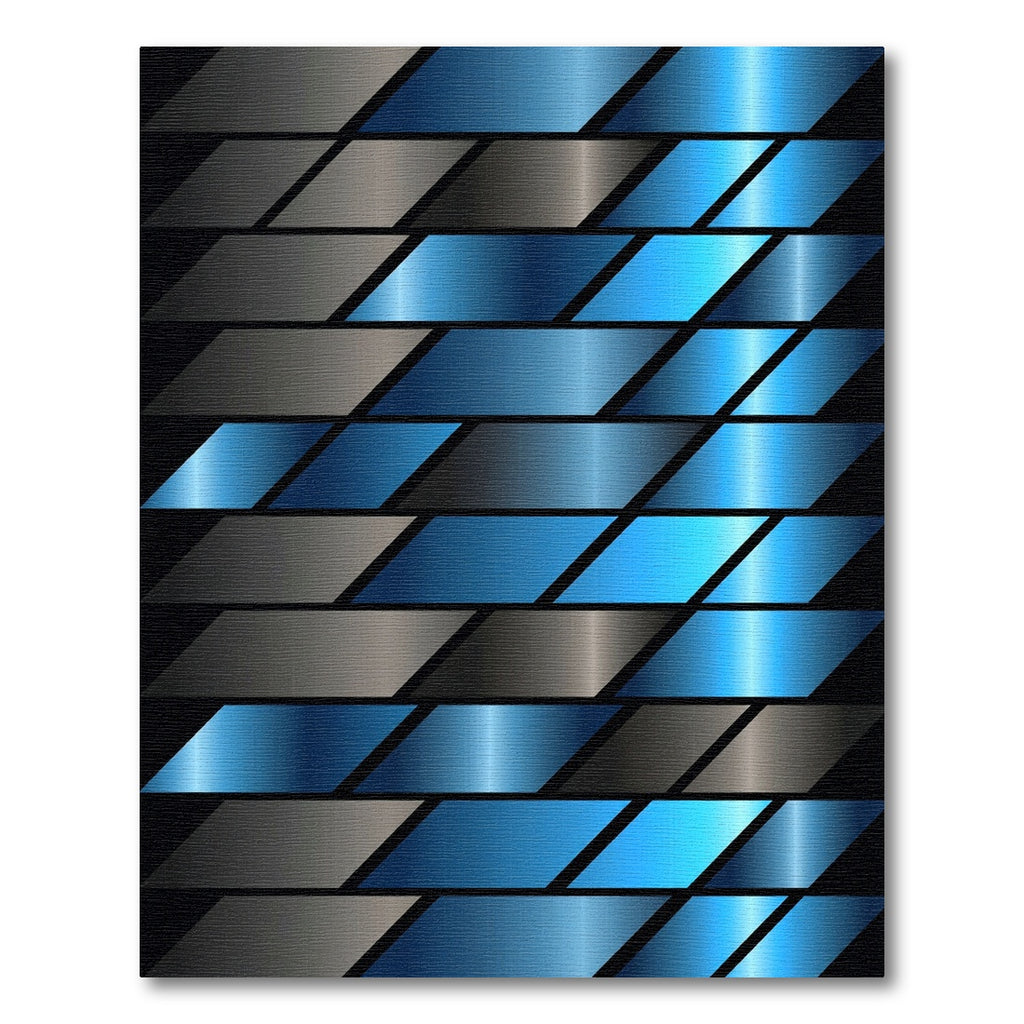 Deep Blue Silver Metallic Stripe Rug