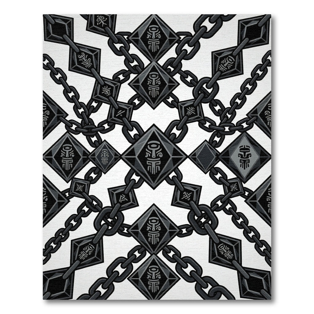 Monochrome Tribal Diamond Link Geometric Rug