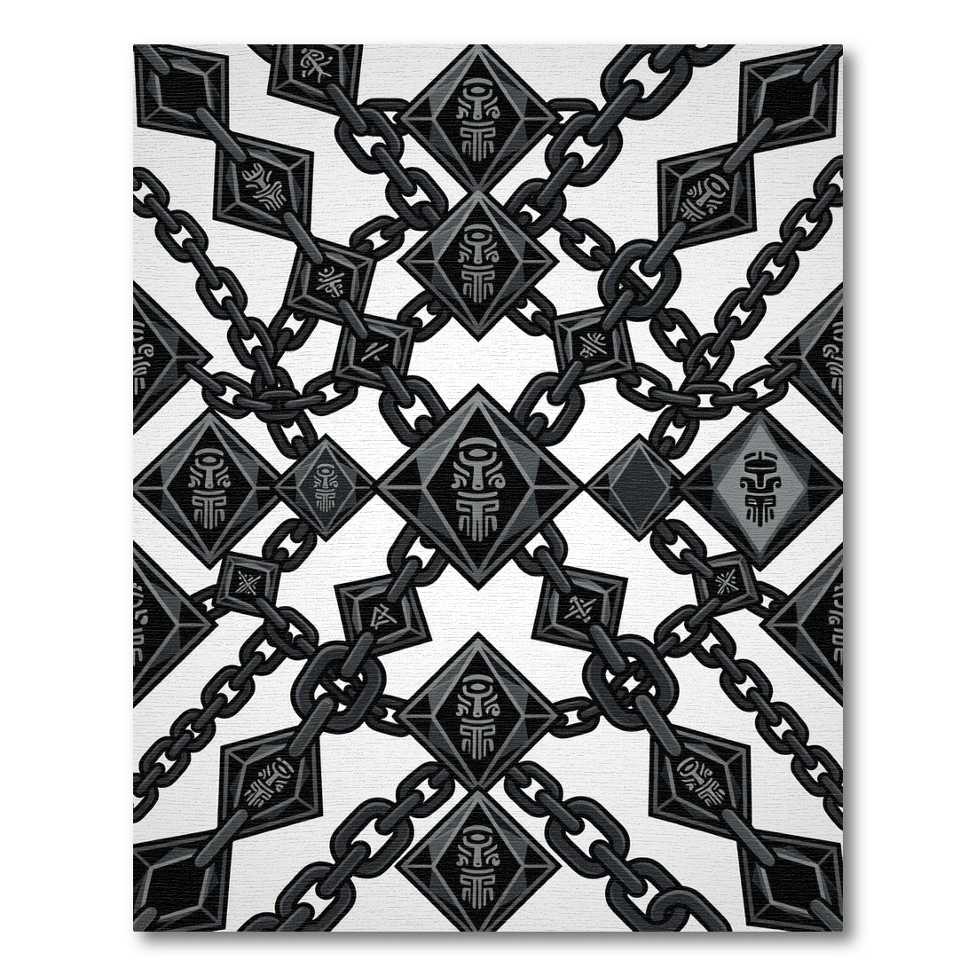 Monochrome Tribal Diamond Link Geometric Rug