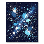 Cosmic Blue Abstract Ink Splatter Rug