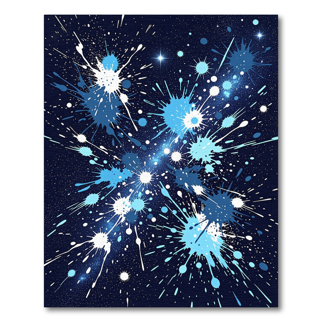 Cosmic Blue Abstract Ink Splatter Rug