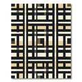 Modern Black Beige Geometric Grid Rug