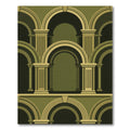 Olive Green Neoclassical Arch Architectural Rug