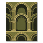 Olive Green Neoclassical Arch Architectural Rug