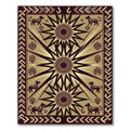 Ancient Black Starburst Dog Motif Rug