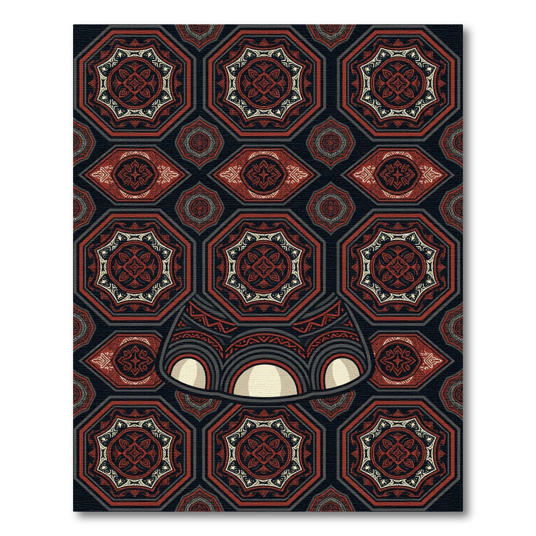 Tribal Crimson Hexagon Elephant Foot Rug