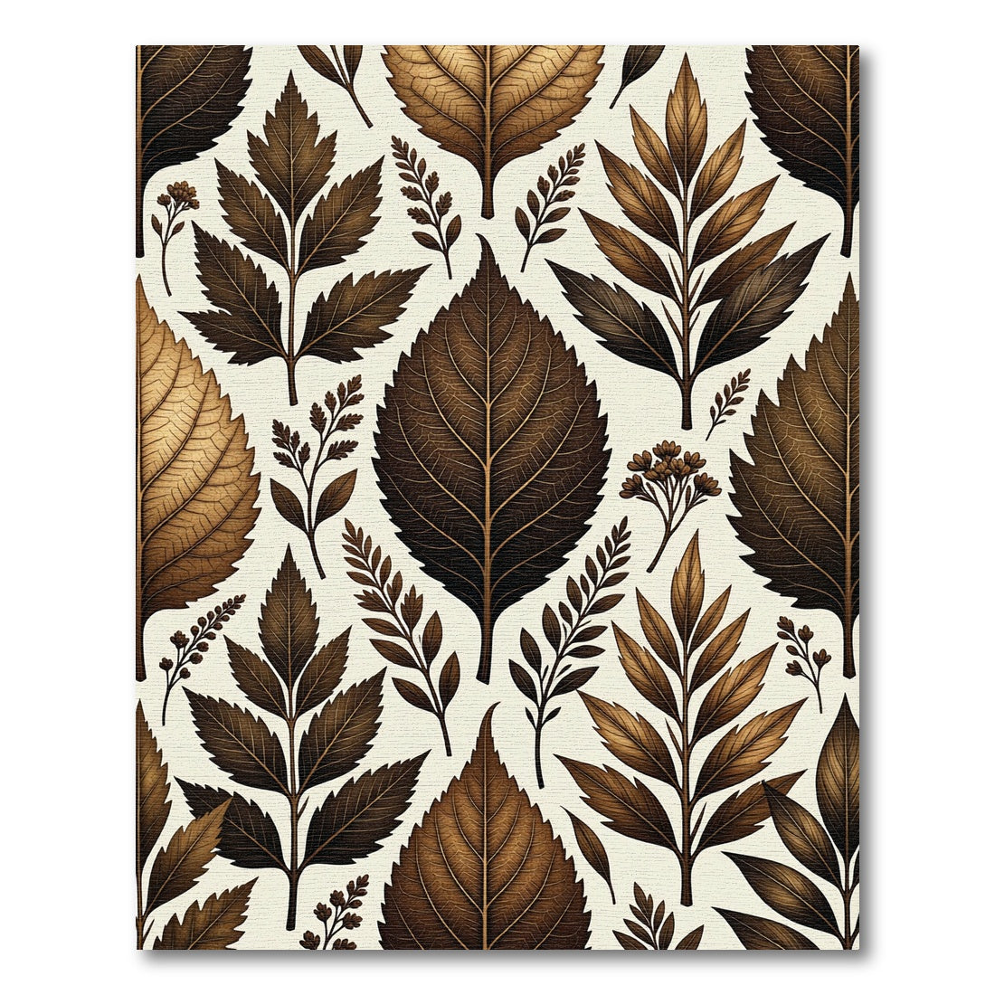 Rich Brown Autumn Leaf Botanical Rug