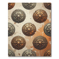 Antique Bronze Metallic Shield Medallion Rug