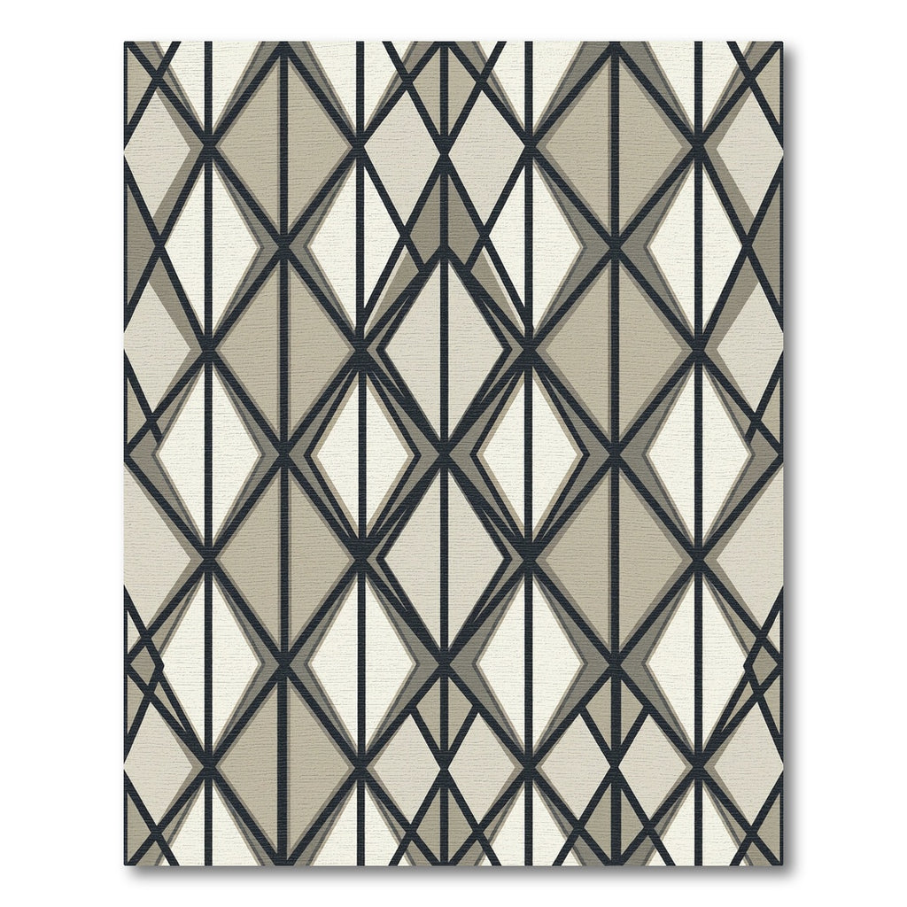 Modern Neutral Geometric Diamond Grid Rug