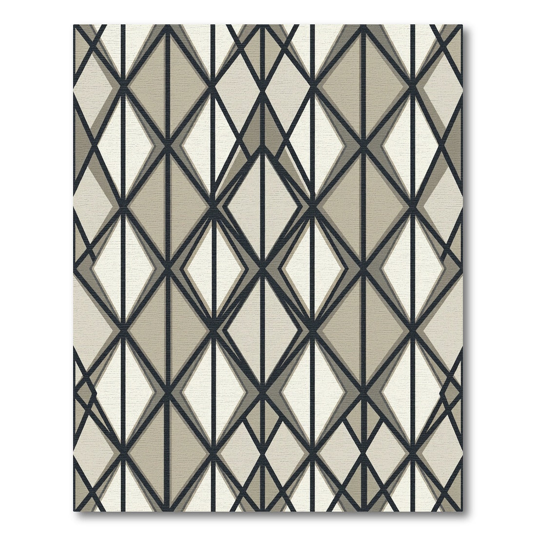 Modern Neutral Geometric Diamond Grid Rug