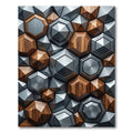 Metallic Wood Geometric Hexagon Mosaic Rug