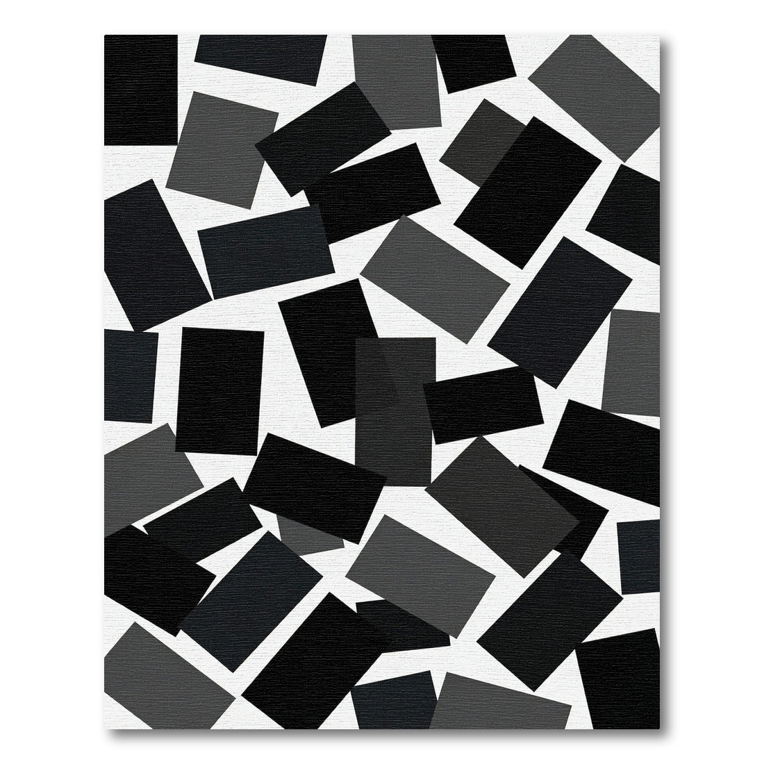 Minimalist Black and White Floating Rectangles Rug