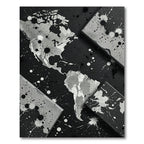 Gray Ink Splatter World Map Rug