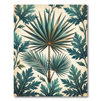 Teal Palm Leaf Botanical Implosion Rug