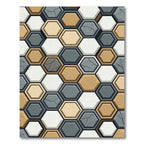 Cracked Stone Hexagon Geometric Arrangement Rug