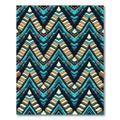 Vibrant Teal Geometric Aztec Staircase Rug