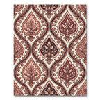 Ornate Pink and Brown Damask Swirls Rug
