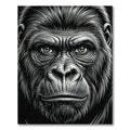 Majestic Black and White Gorilla Portrait Rug