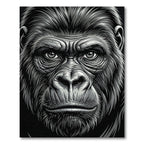 Majestic Black and White Gorilla Portrait Rug