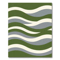 Modern Olive and Sage Wavy Stripe Rug