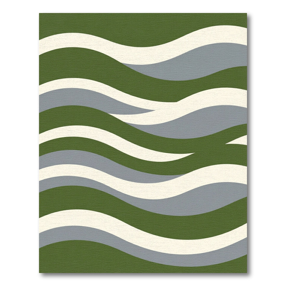 Modern Olive and Sage Wavy Stripe Rug