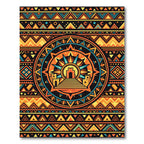 Vibrant Aztec Sun Temple Geometric Wall Rug