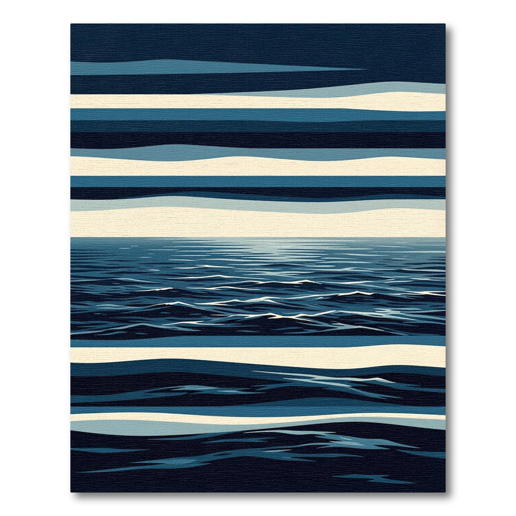 Deep Blue Abstract Horizon Waves Rug