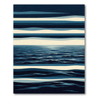 Deep Blue Abstract Horizon Waves Rug