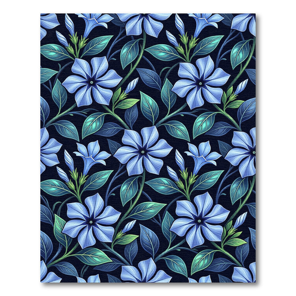 Vibrant Blue Vinca Floral Swirl Rug