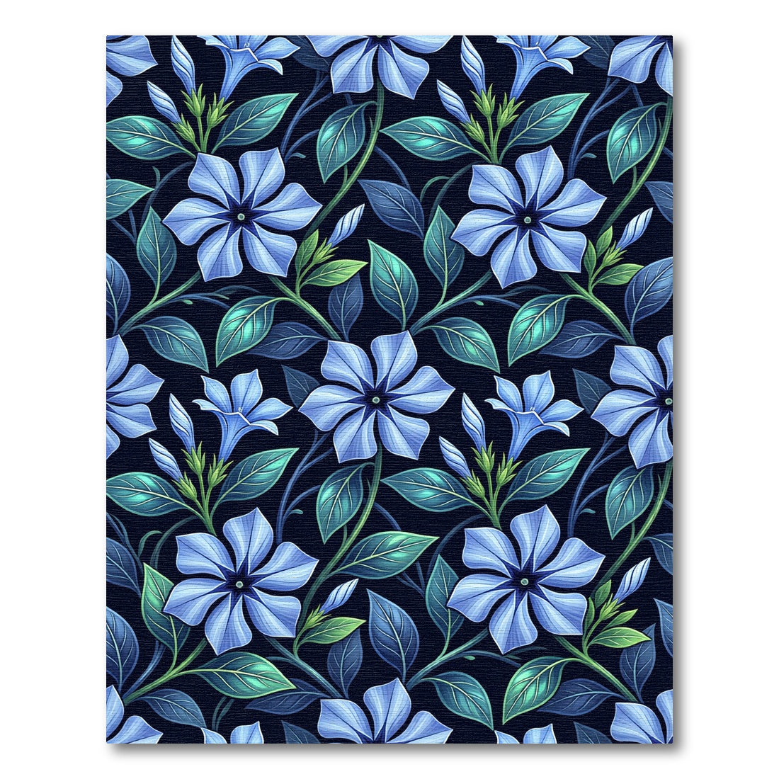 Vibrant Blue Vinca Floral Swirl Rug