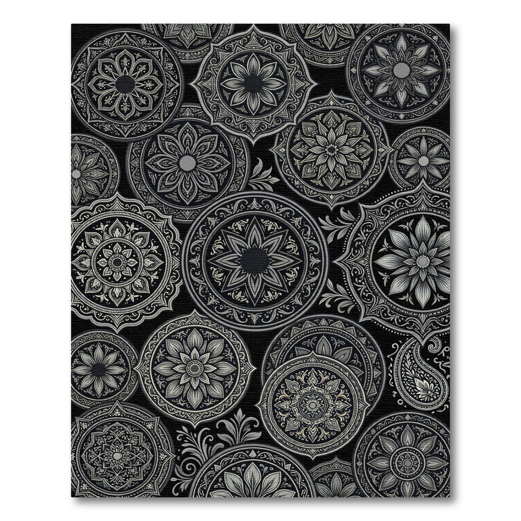Monochrome Mandala Medallion Collage Rug
