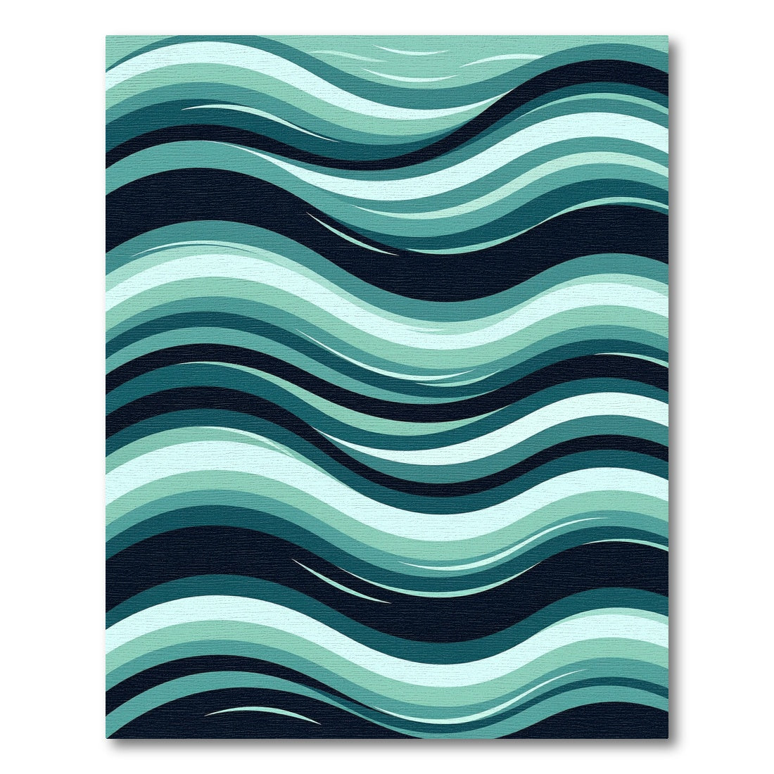 Ocean Teal Wavy Abstract Ripple Rug